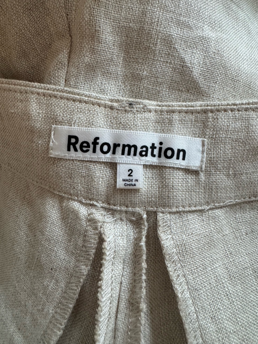 REFORMATION Mason Linen Trousers in Oatmeal 2 - Picture 9 of 11